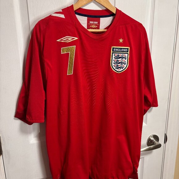 Umbro 2006/2008 England Away Soccer Jersey BECKHAM #7 XL - Picture 1 of 2